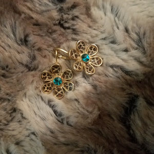 Leopard print flower earrings